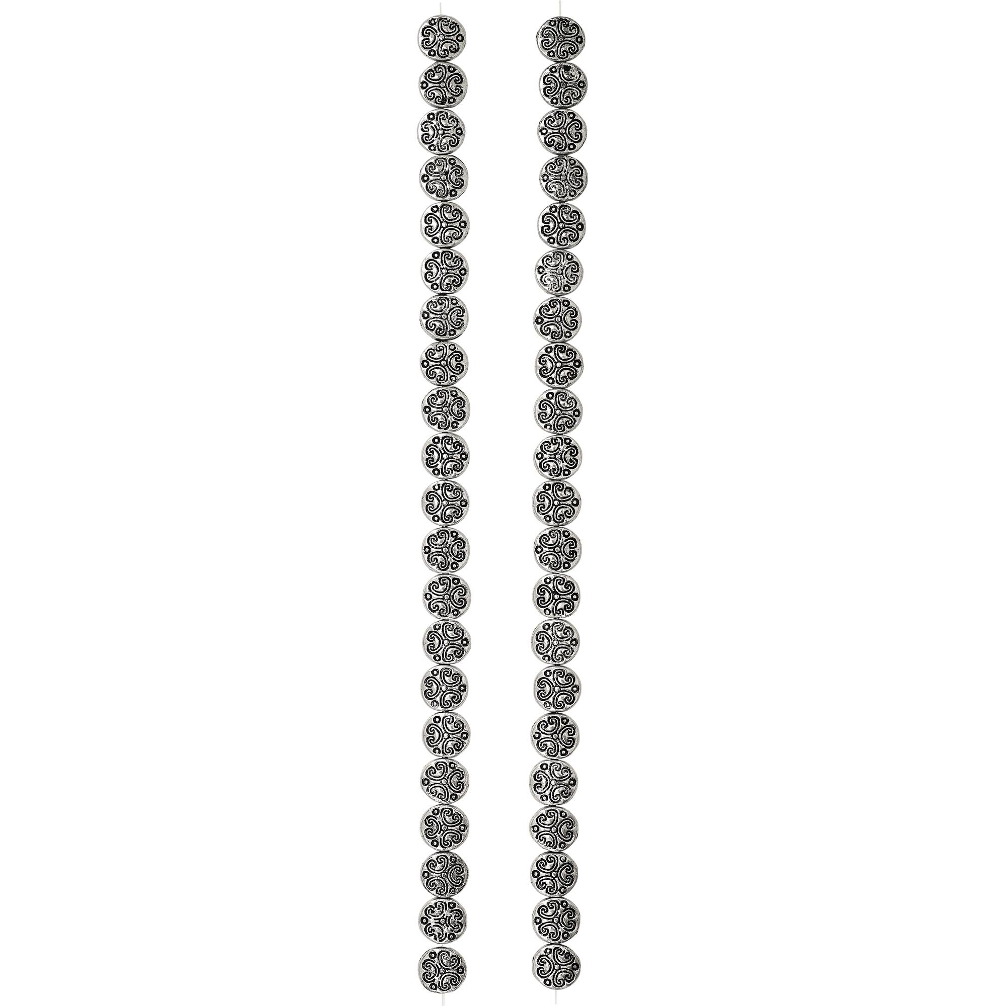 Silver Plated Lentil Beads, 6mm by Bead Landing™
